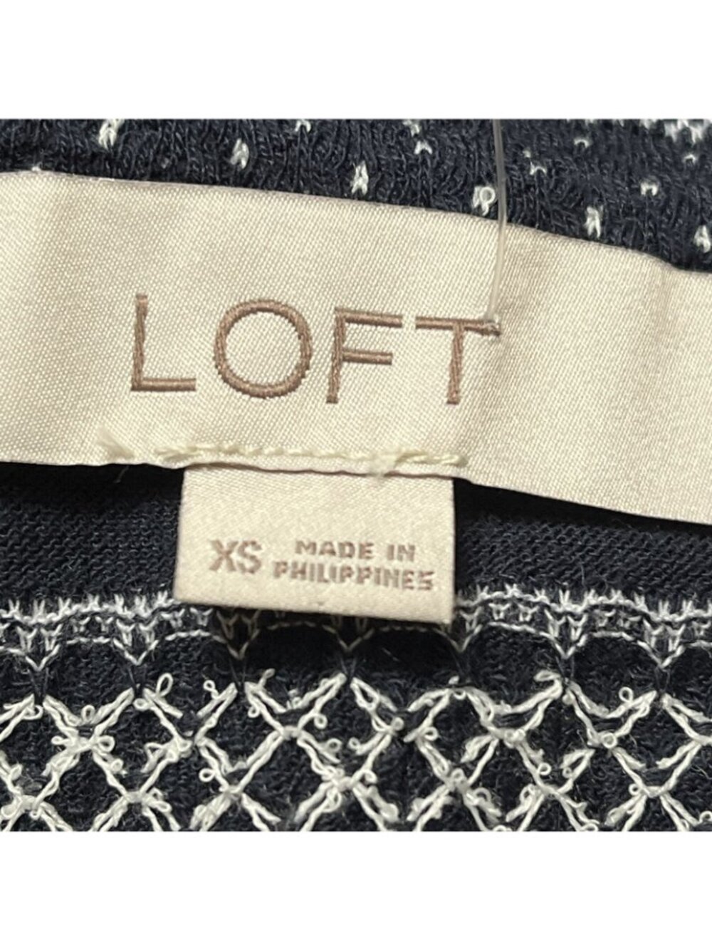 LOFT Top Sz XS Navy Blue White Striped Parisian Chic Casual FG30 - Picture 3 of 10
